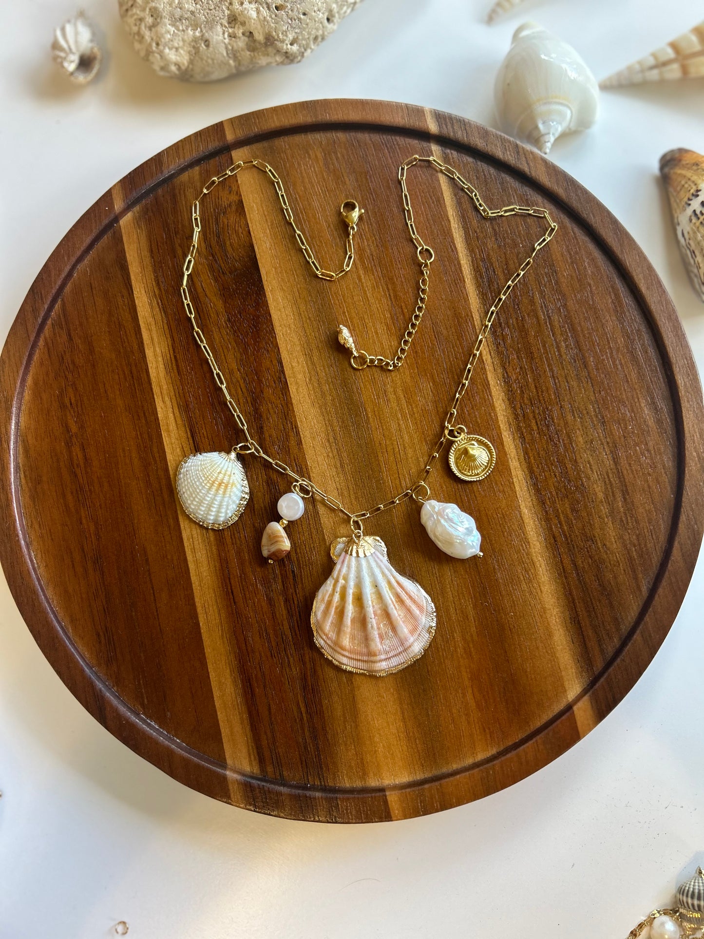 Pumpkin Sea Spice Seashell Charm Necklace