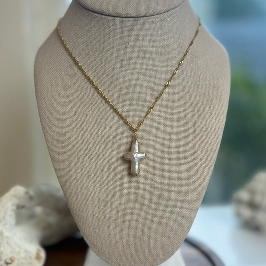 Pearl Cross Dainty Twist Necklace