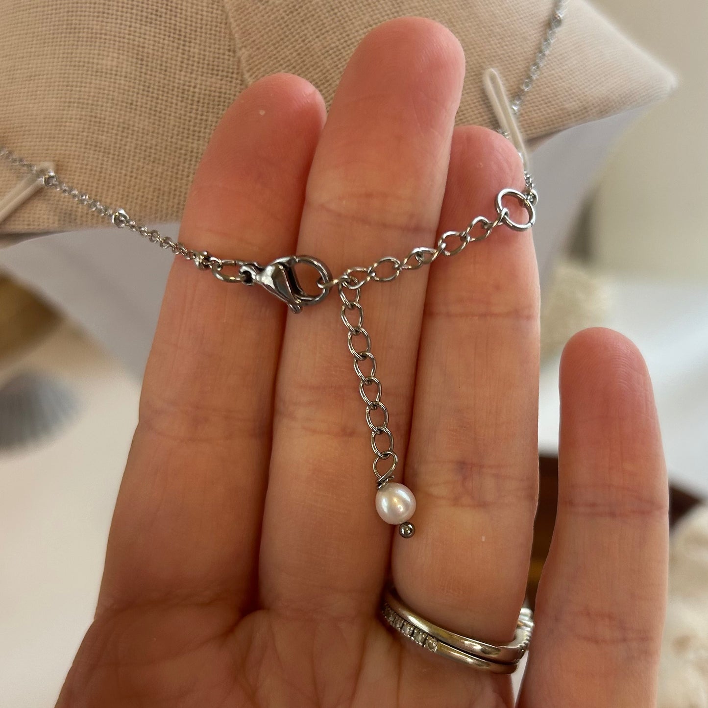 Baroque Pearl Cross silver Tone Pendant Necklace
