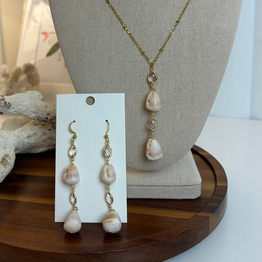Shells & Glass Earrings & Necklace Set