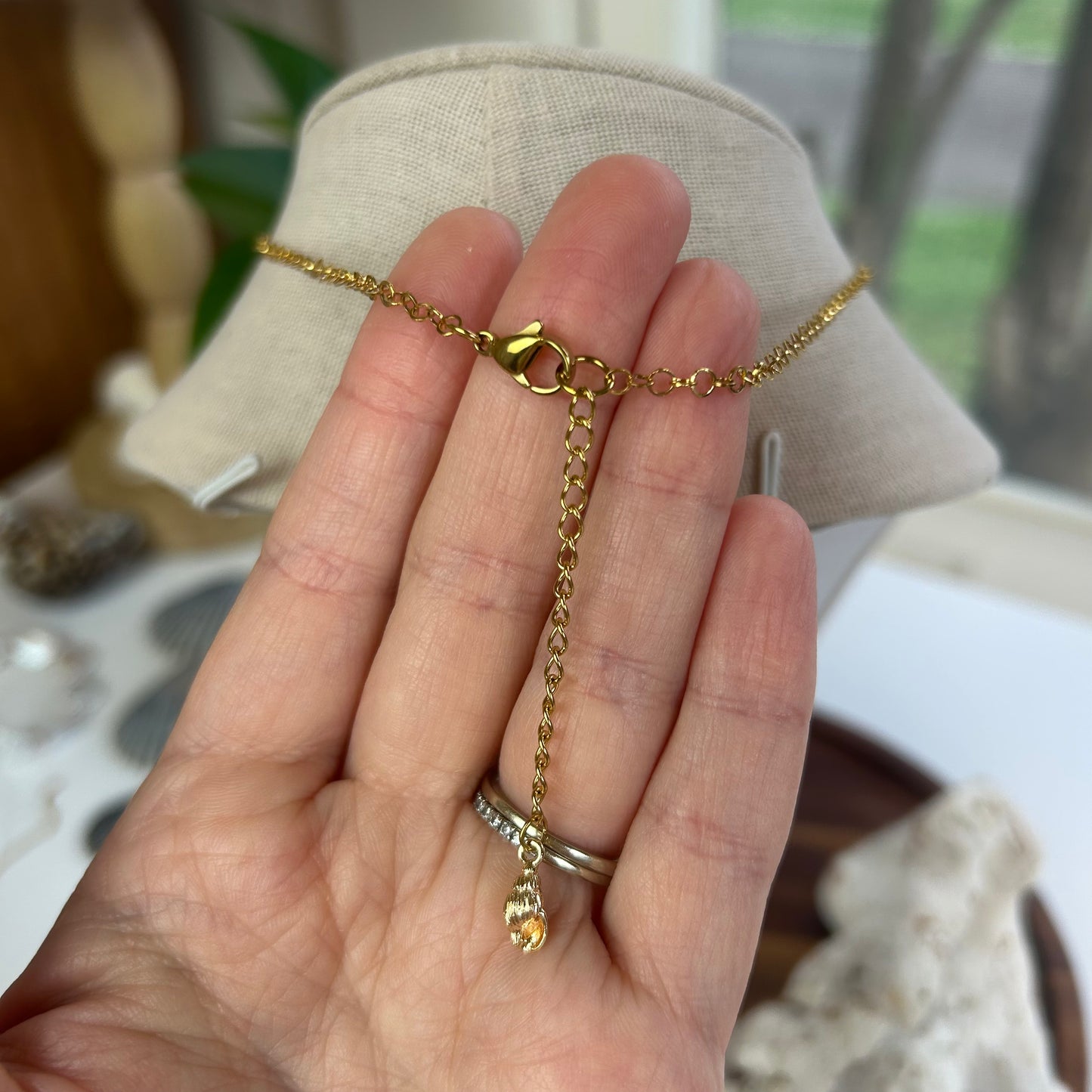 Elegant Lavender Pearl & Hebrew Cone Shell Necklace