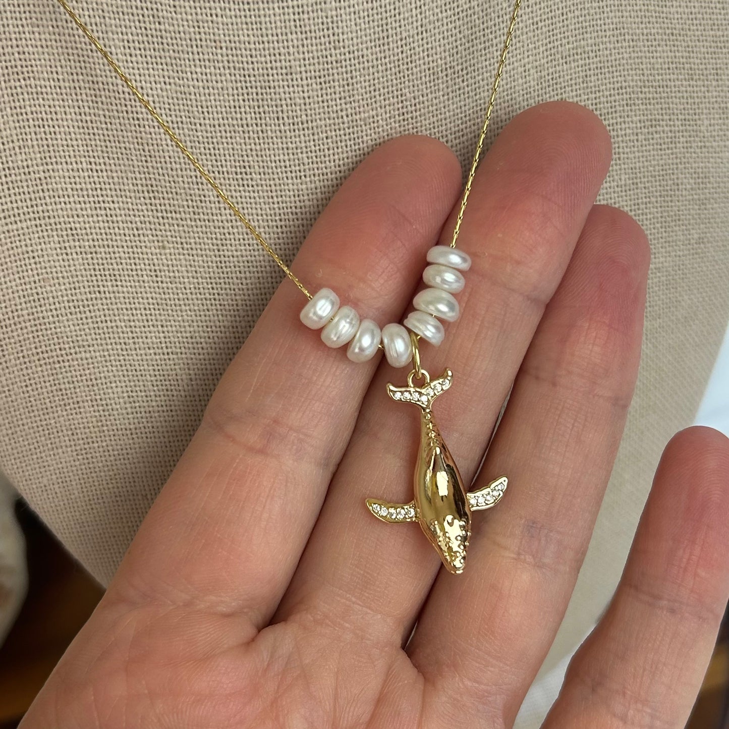 Whale & Pearl Stack Necklace