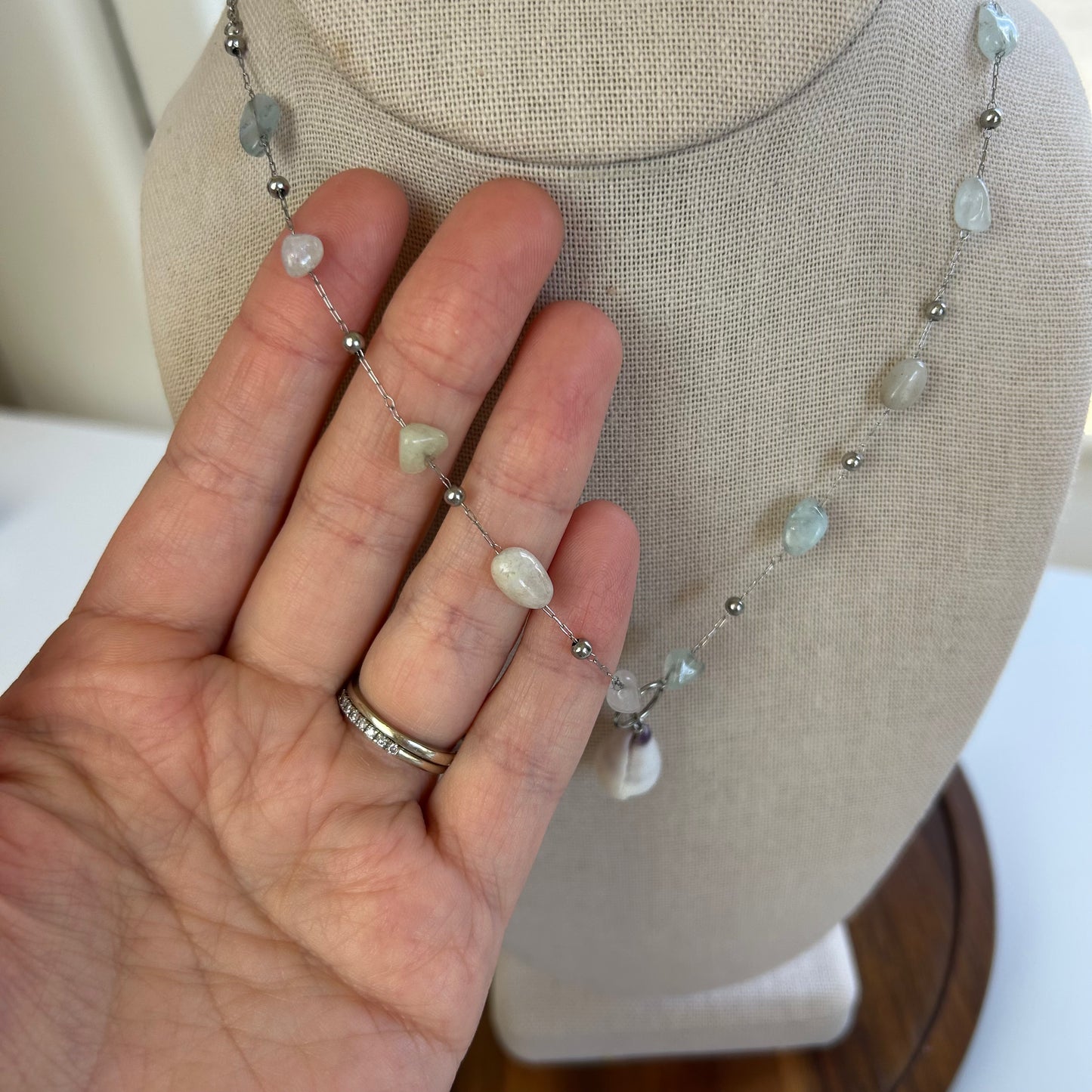 Pastel Stone and Cone Shell Necklace