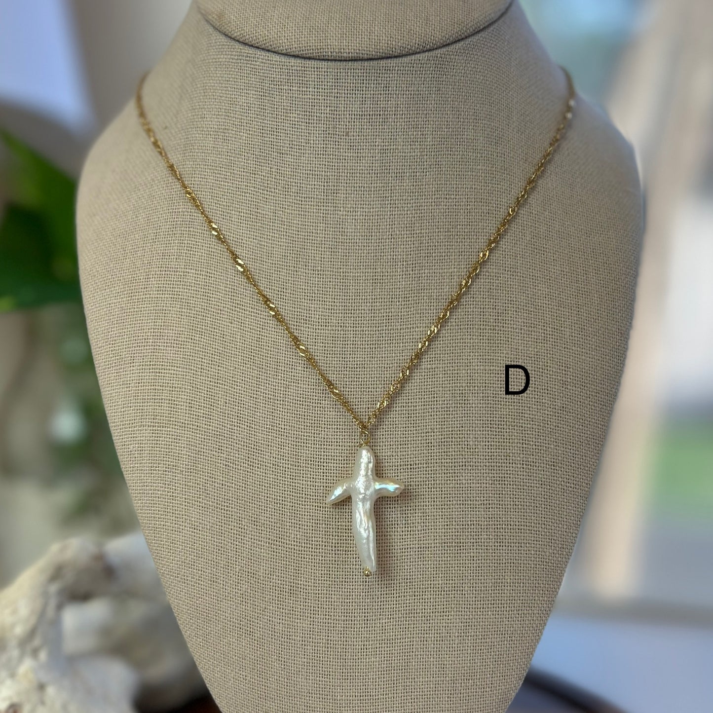 Baroque Pearl Cross Pendant Necklace