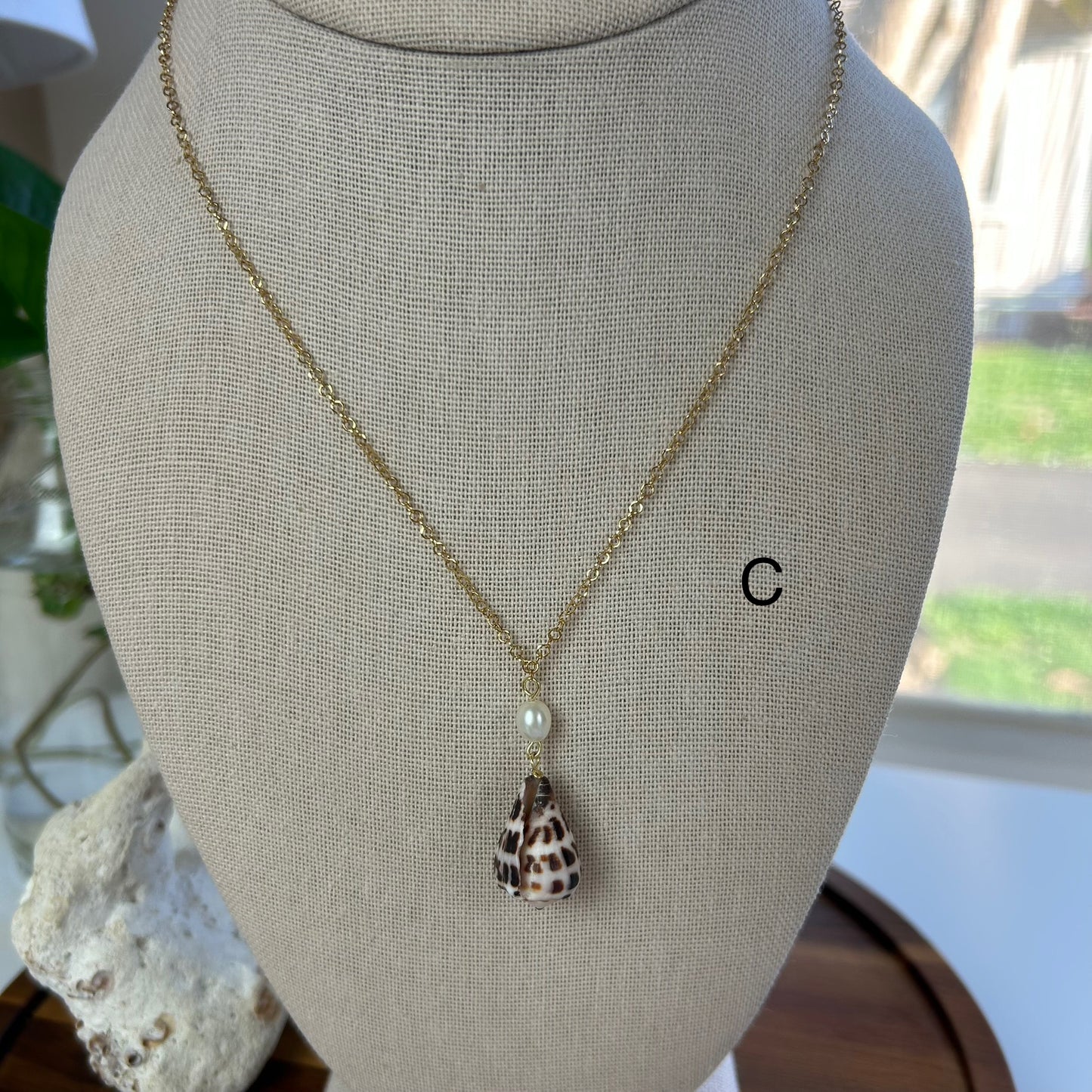 Petite Pearl Drop Hebrew Shell Necklace