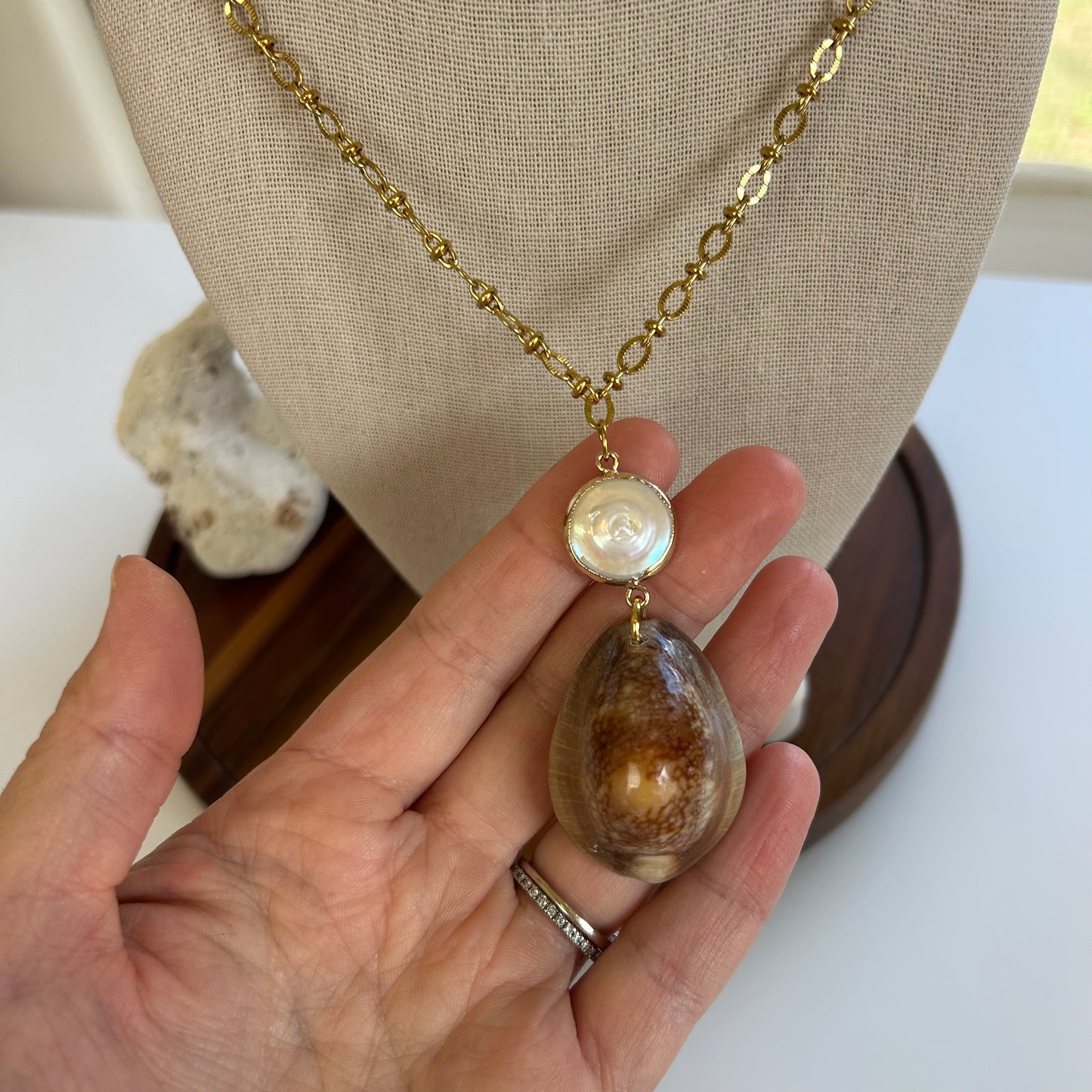 Cowrie Vintage Style Statement Necklace