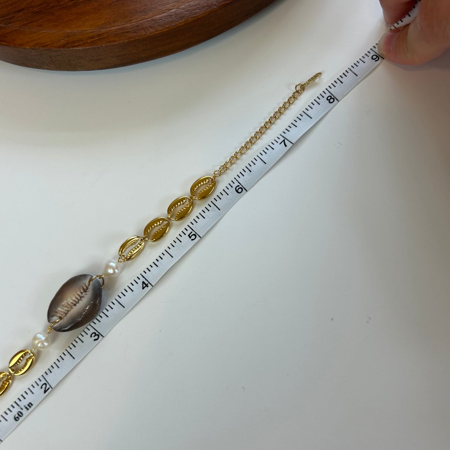 Cowrie & Pearls Shell Link Bracelet