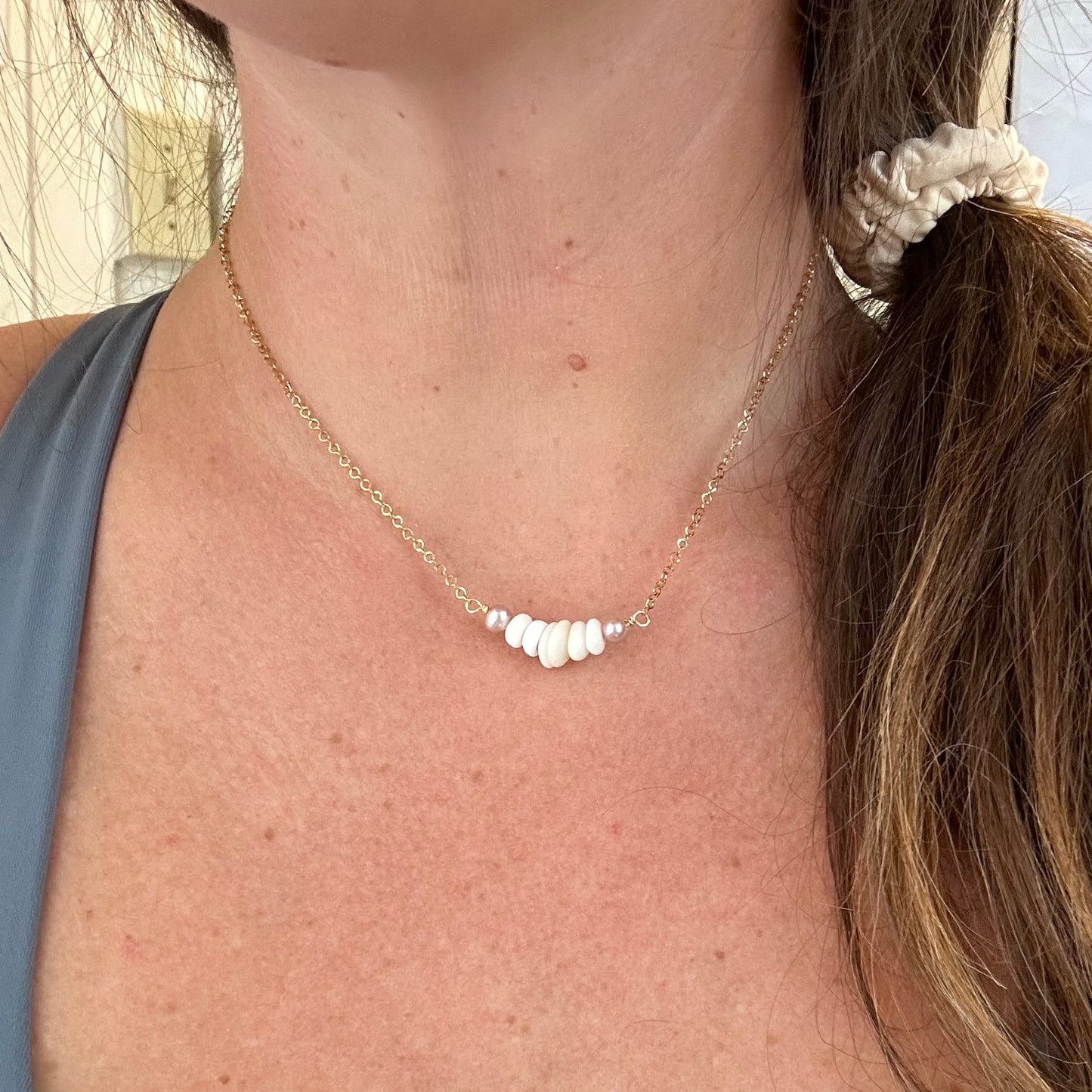 Dainty Puka Bar Purple Pearls