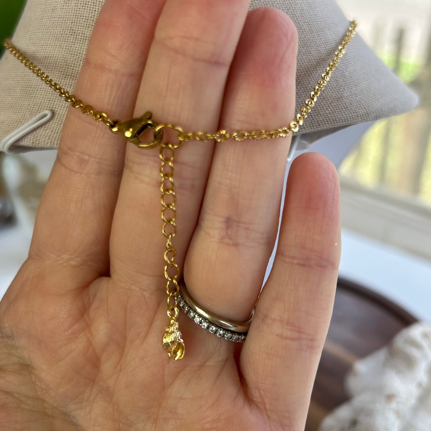 Purple Cone Shell Charm Necklace