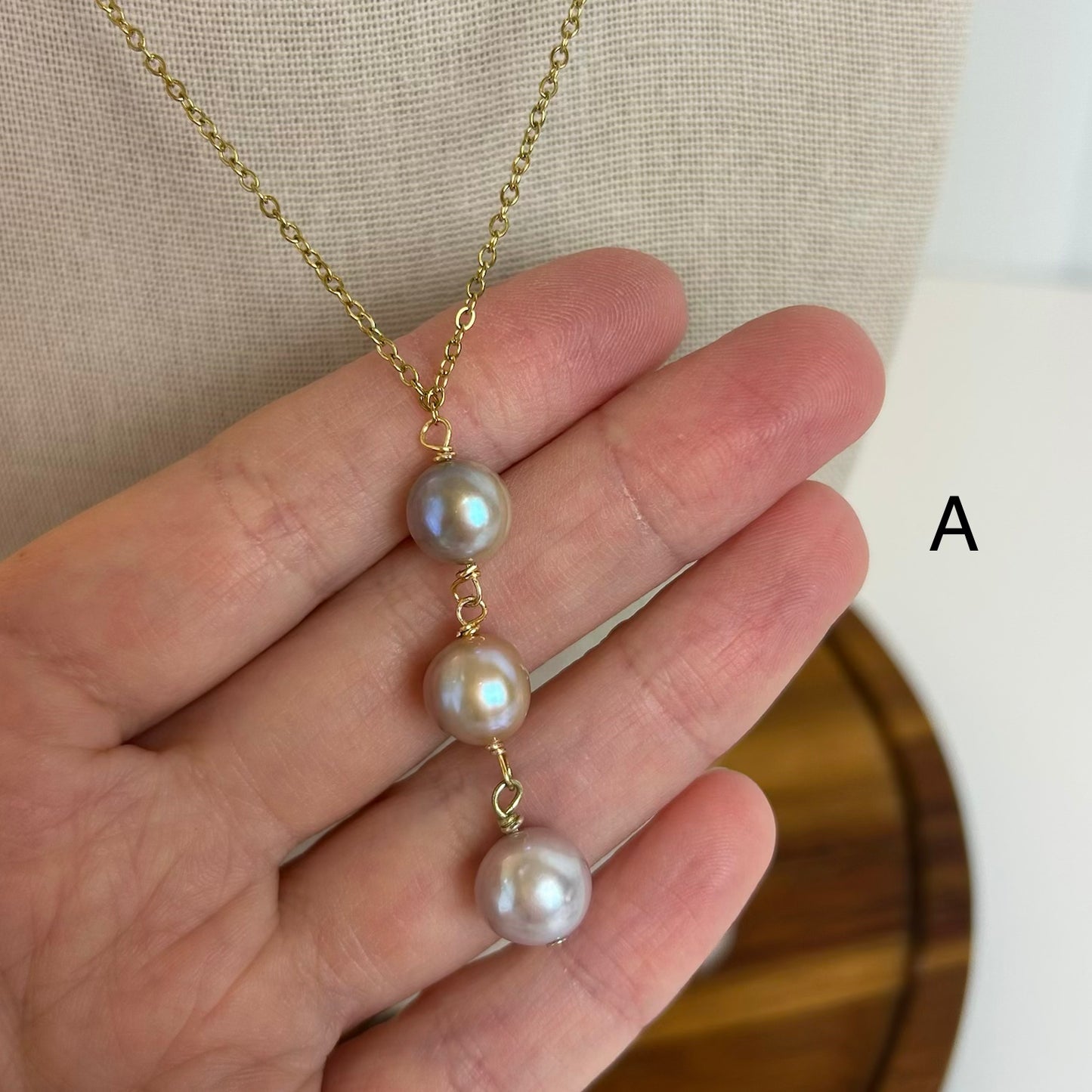 Triple Pearl Drop Necklace