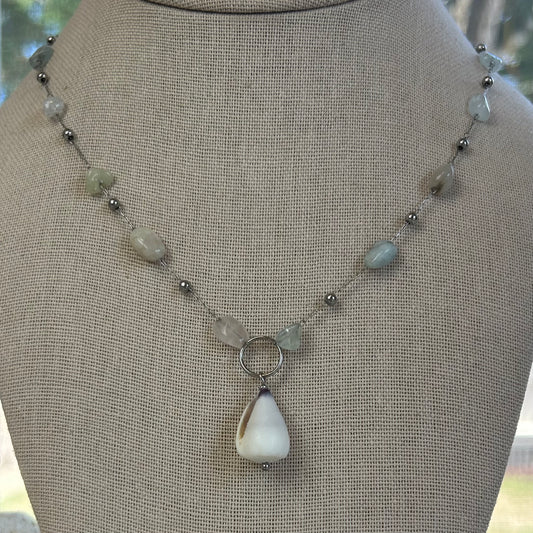 Pastel Stone and Cone Shell Necklace