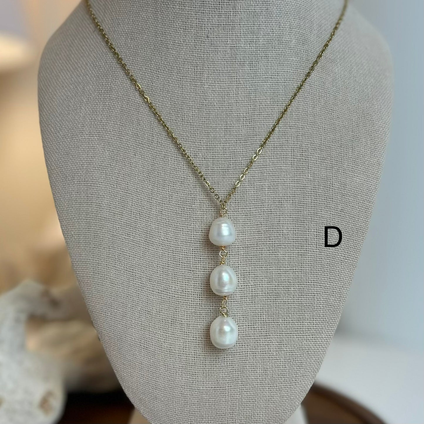 Triple Pearl Drop Necklace