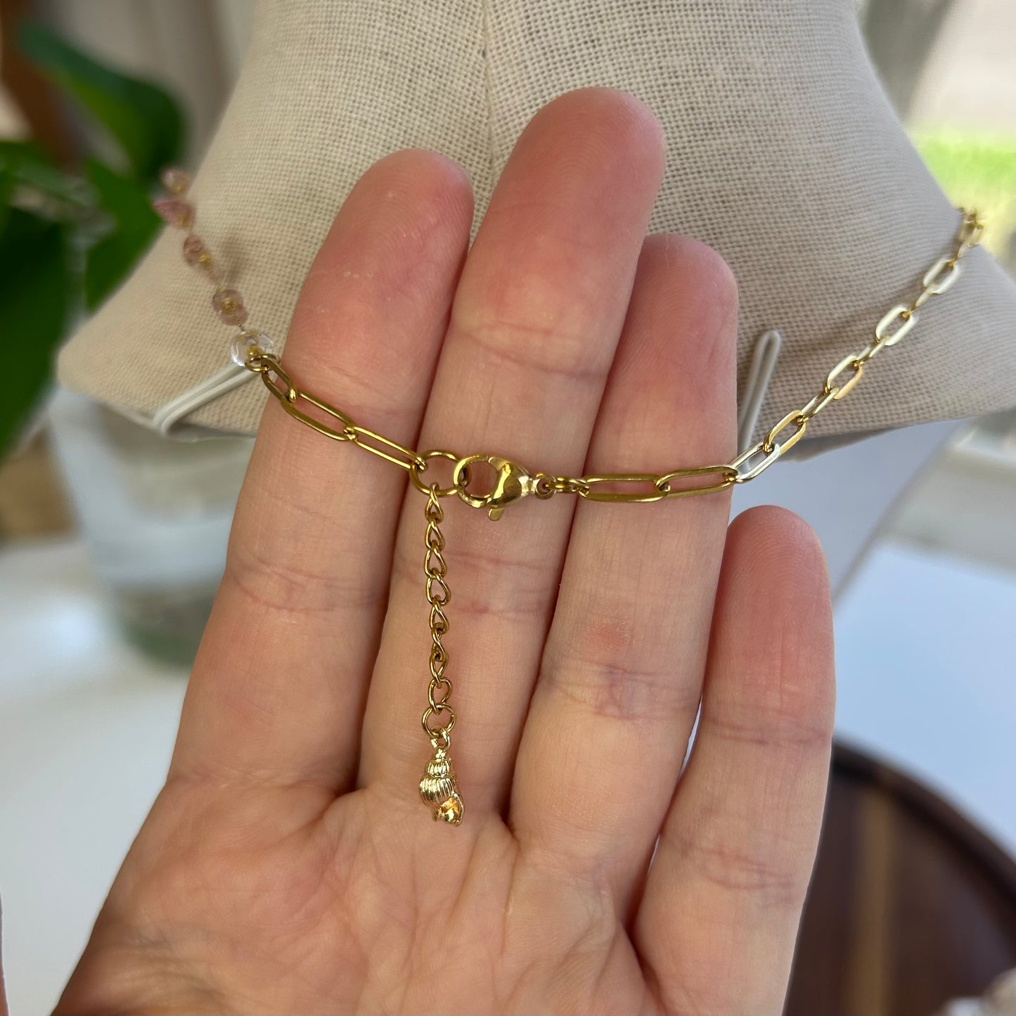 Seashell Quartz Mix Chain Necklace