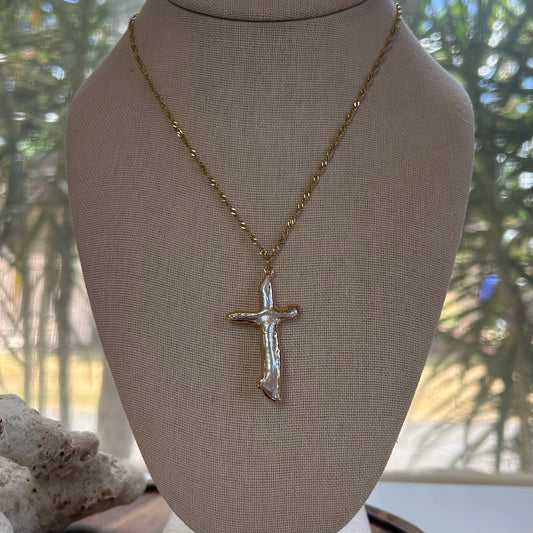 Pearl Cross Dainty Twist Necklace