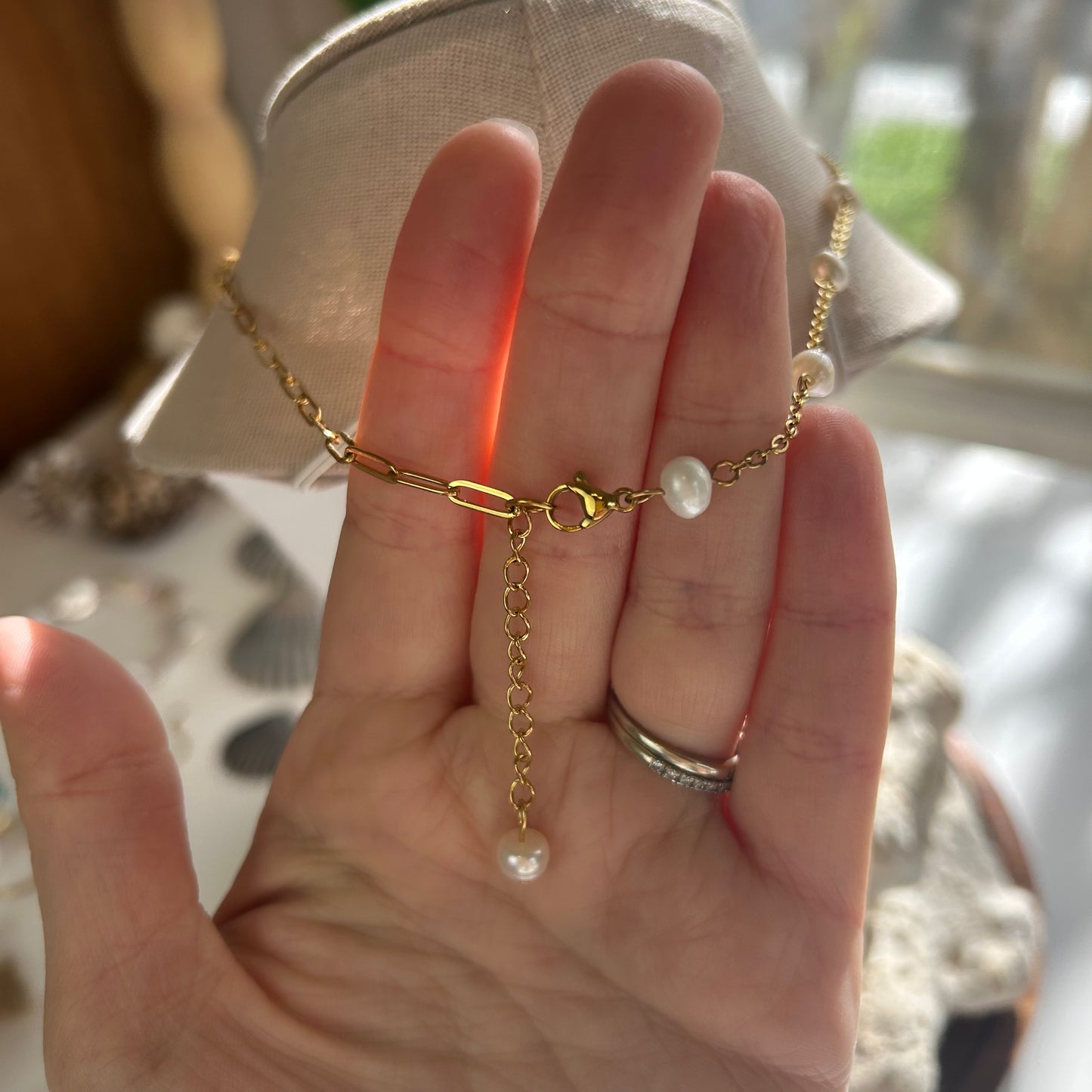 Pearl Mixed Chain Seashell Necklace