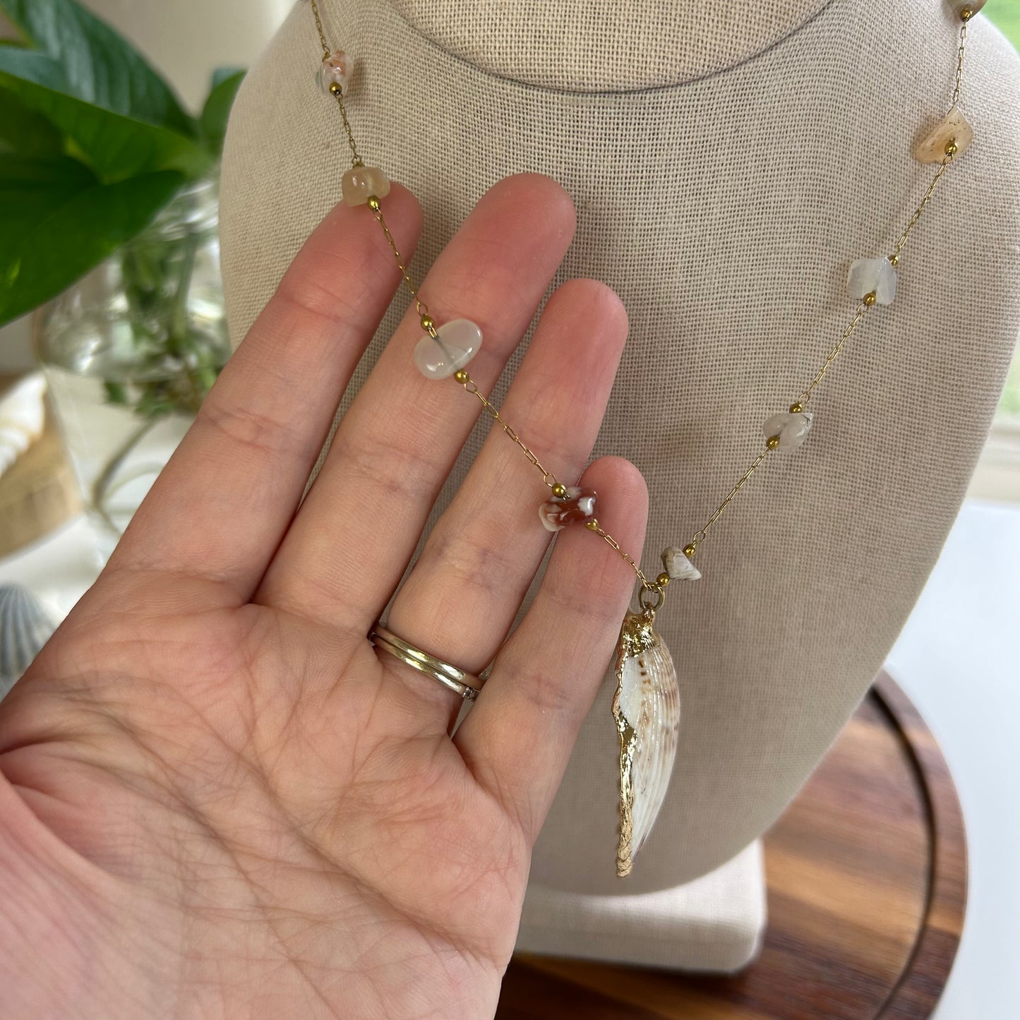 Scallop & Stone Earthy Seashell Necklace