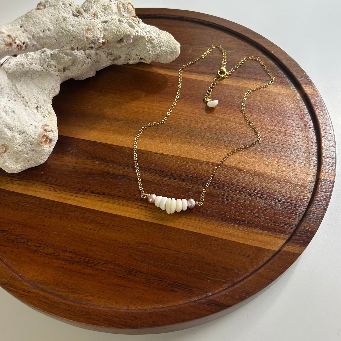 Dainty Puka Bar Purple Pearls