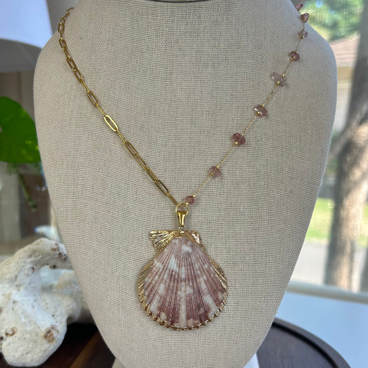 Seashell Quartz Mix Chain Necklace