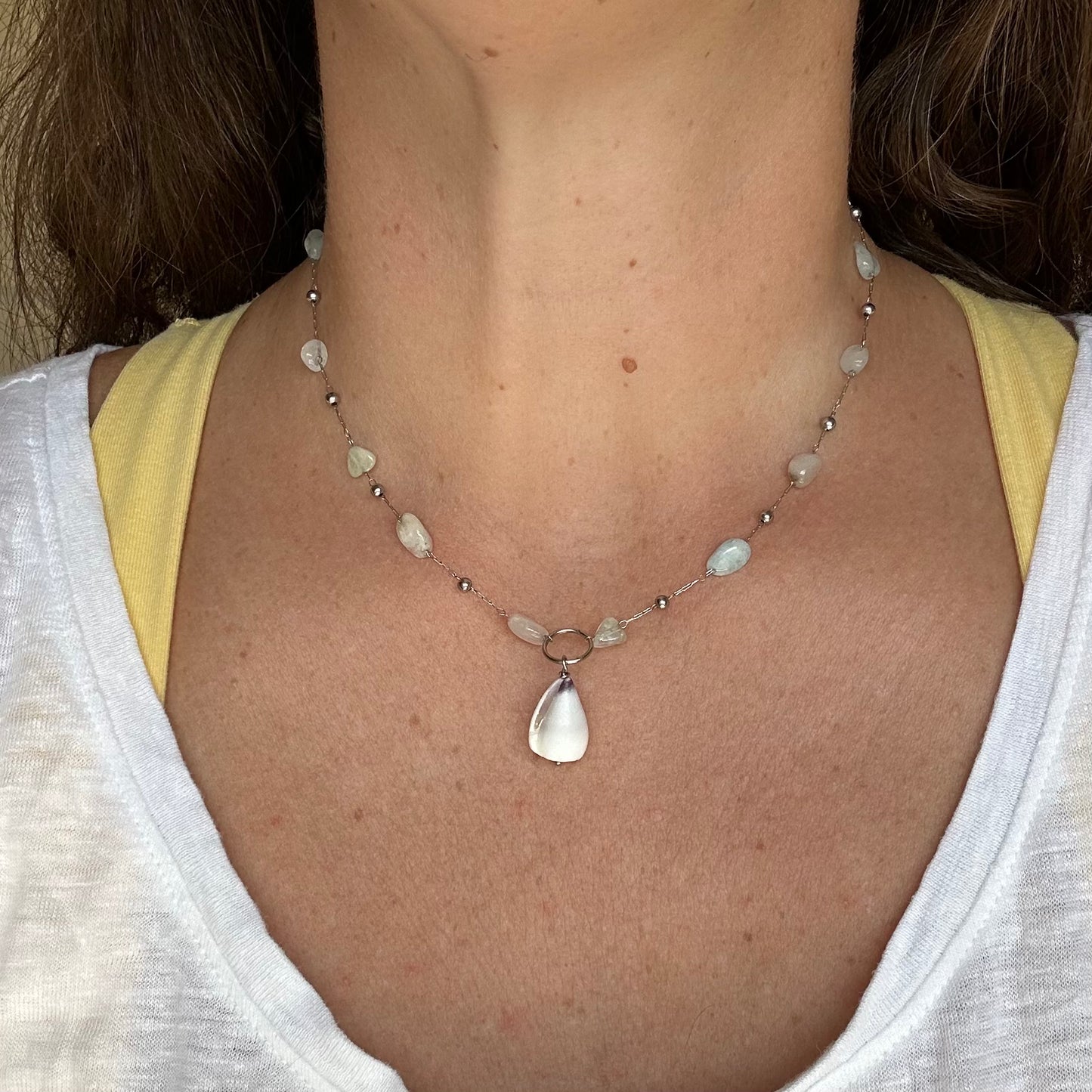 Pastel Stone and Cone Shell Necklace