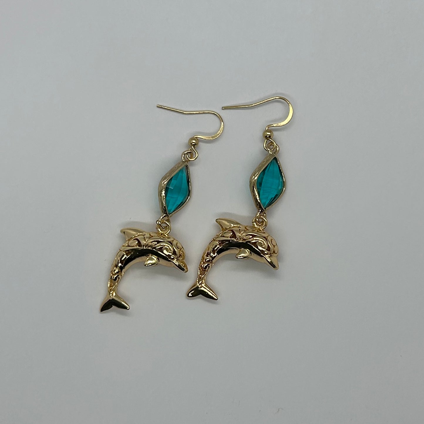 Filigree Dolphin Gold Plated Dangle Earrings