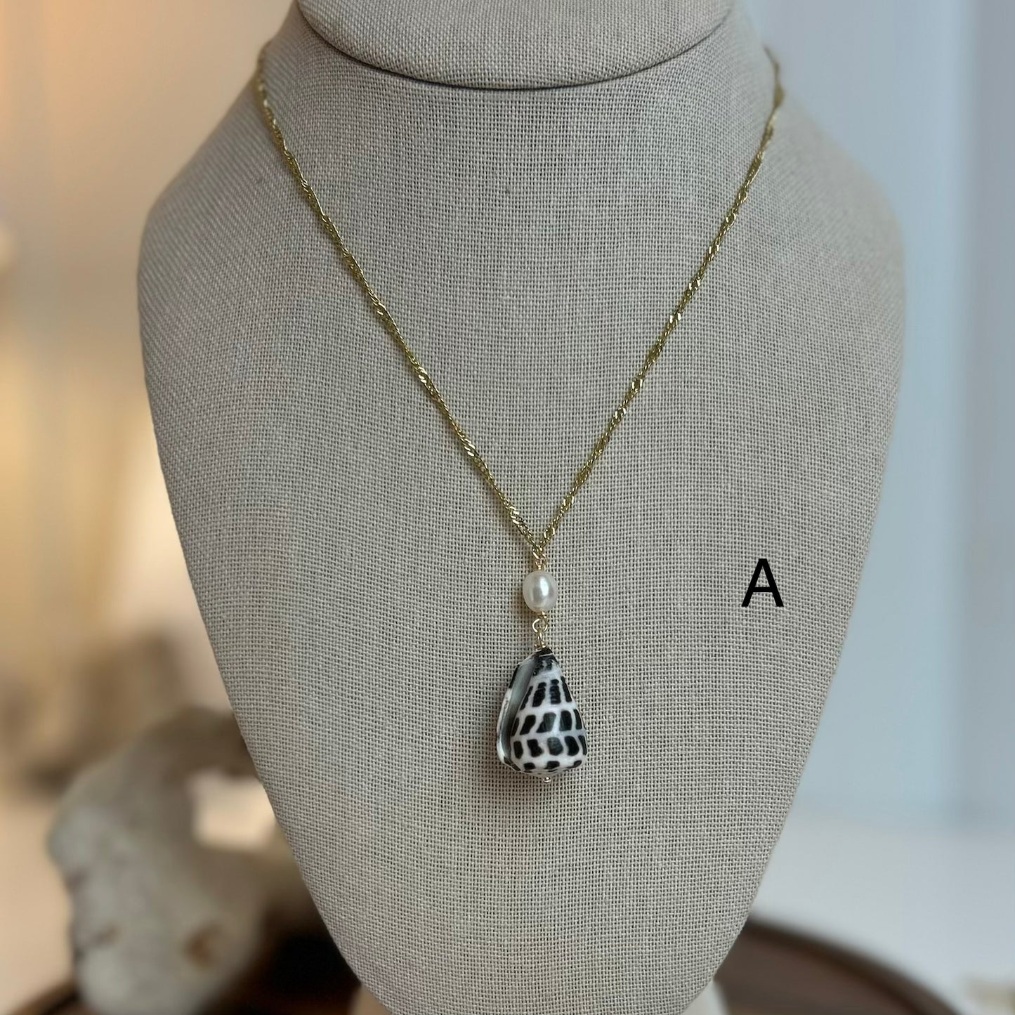 Petite Pearl Drop Hebrew Shell Necklace