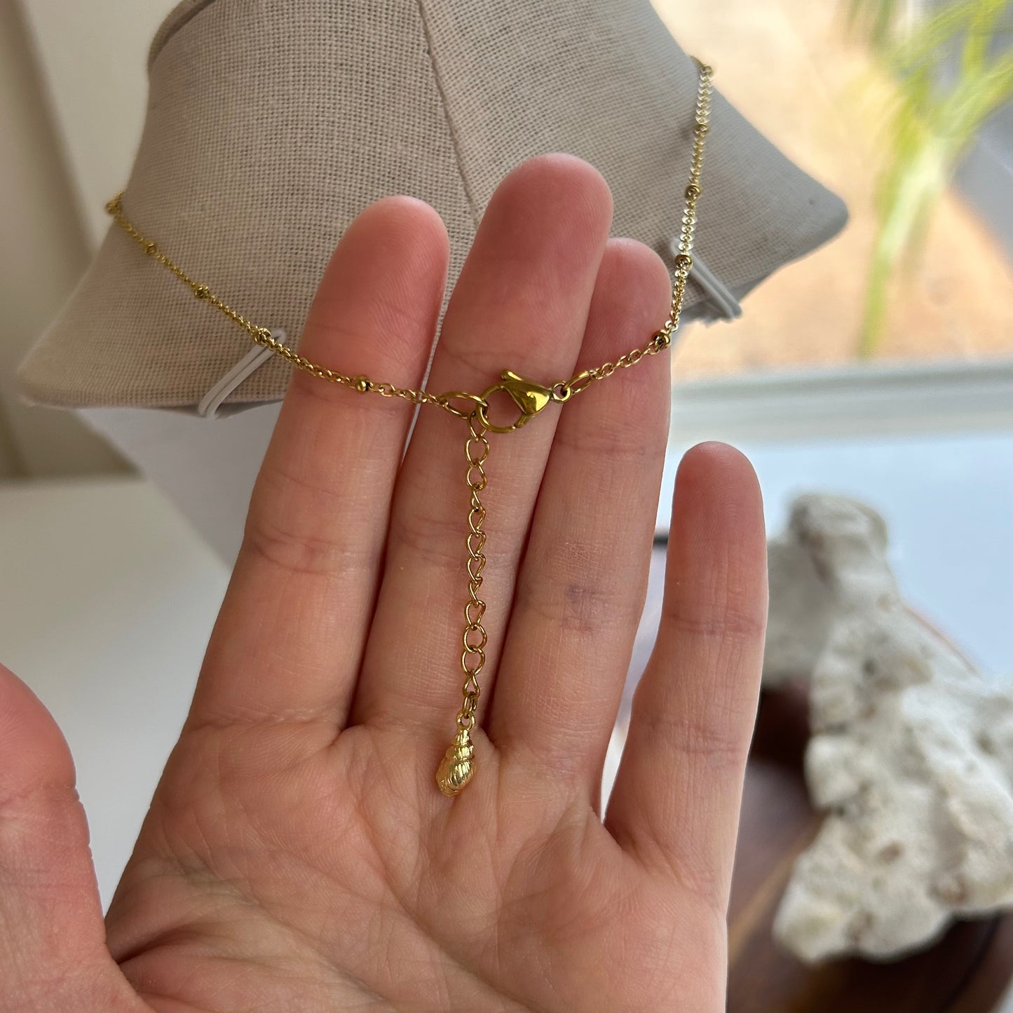Pearl Drop Hebrew Cone Shell Necklace