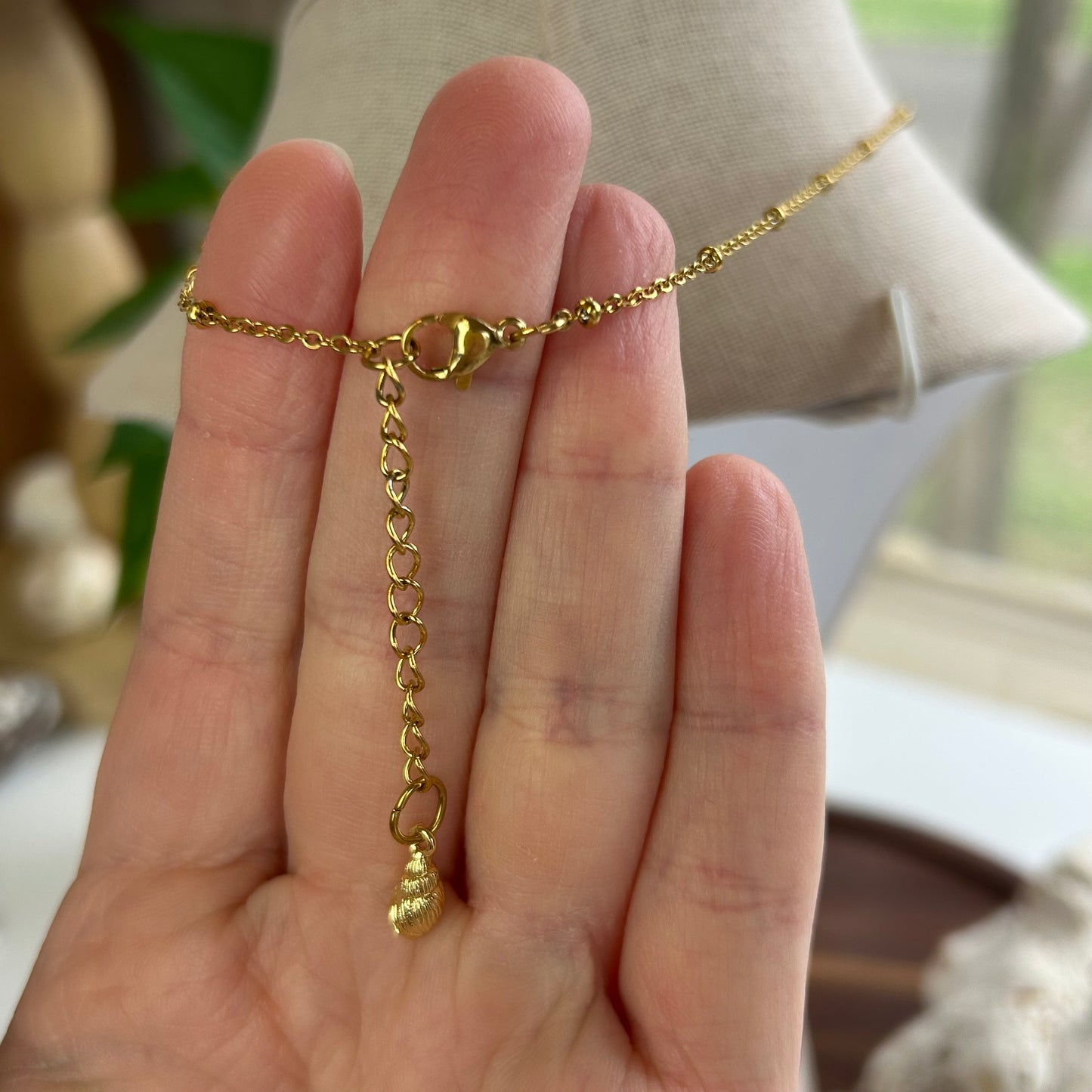 Pearl Drop Hebrew Cone Shell Necklace