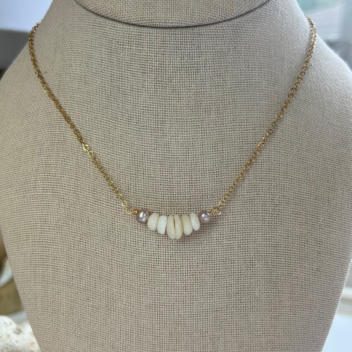 Dainty Puka Bar Purple Pearls