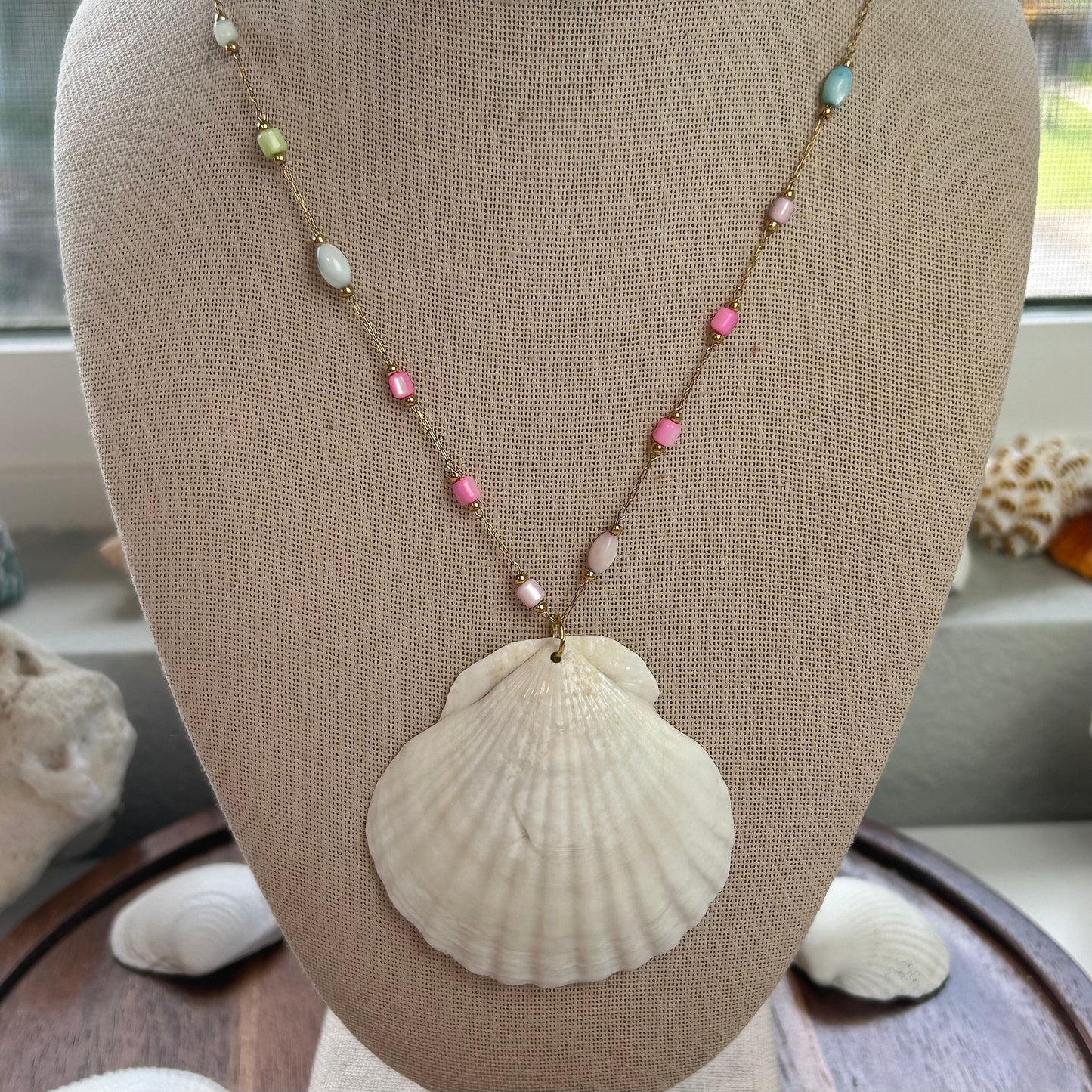 Cotton Candy Seashell Necklace