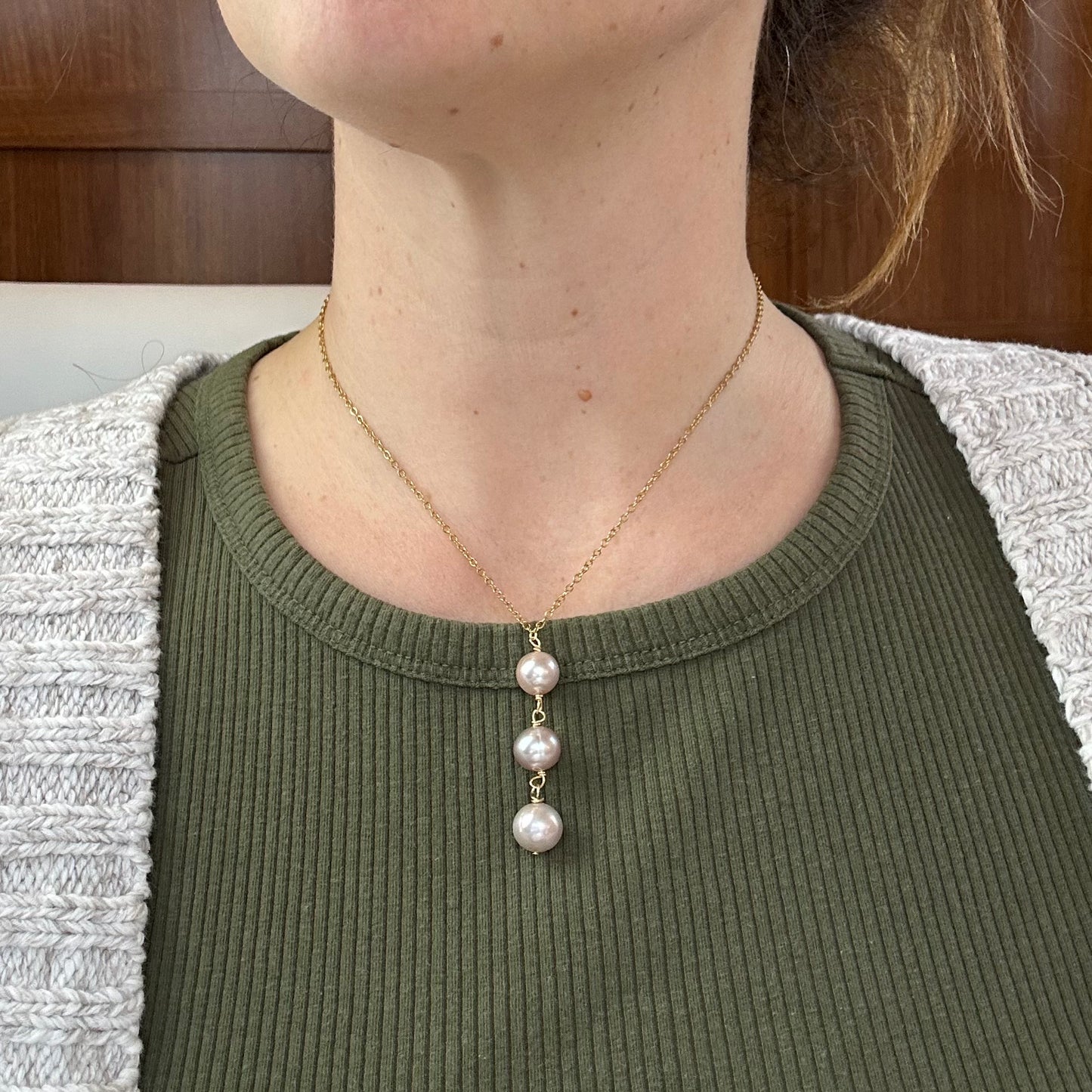 Triple Pearl Drop Necklace