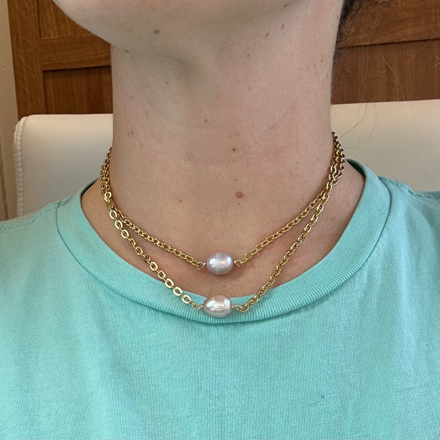Lavender Pearl Rolo Necklace