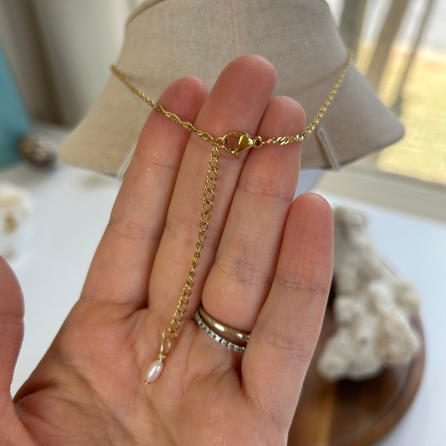 Pearl Cross Dainty Twist Necklace