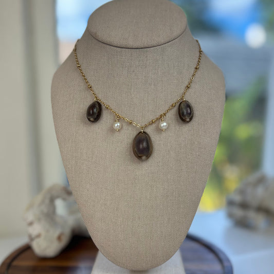 Cowries & Pearls Charm Necklace