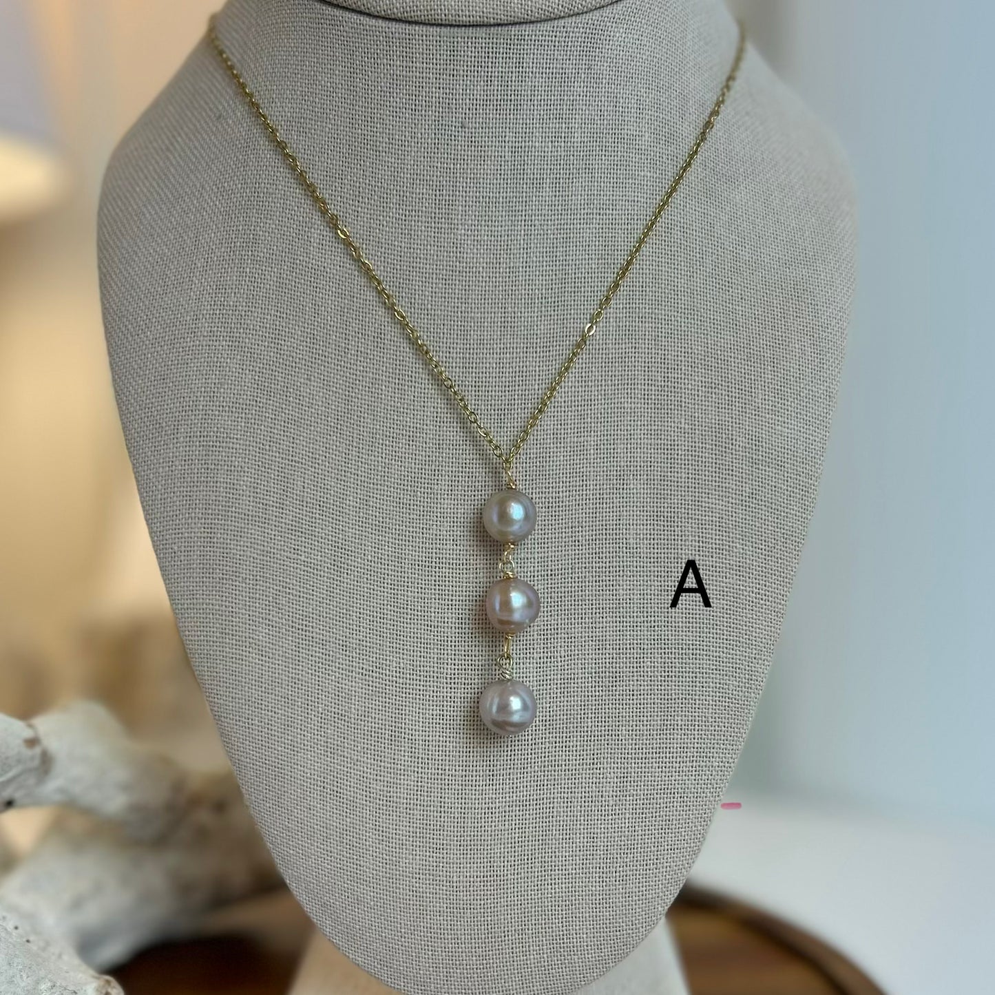 Triple Pearl Drop Necklace