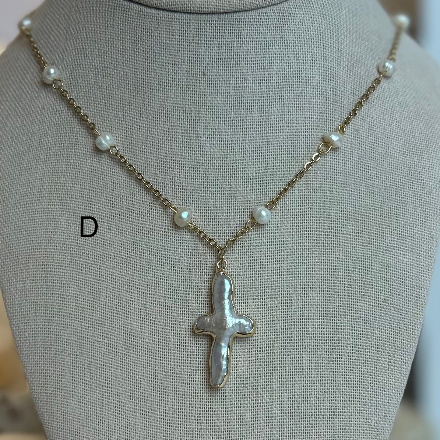 Pearl Cross Beaded Necklace