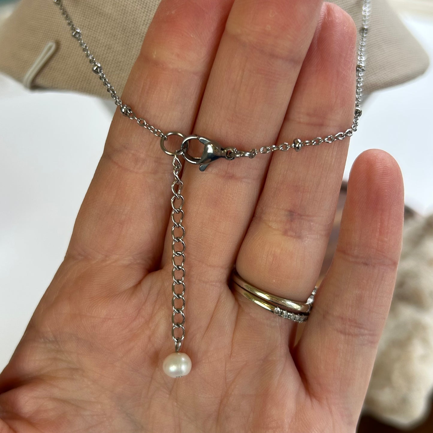 Mini Cone Shell Pearl Drop Necklace