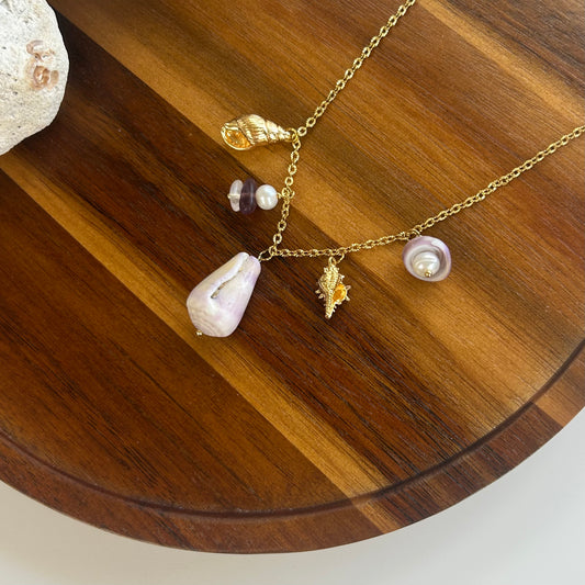 Purple Cone Shell Charm Necklace