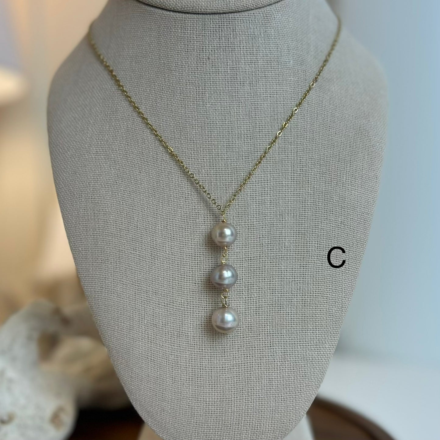 Triple Pearl Drop Necklace