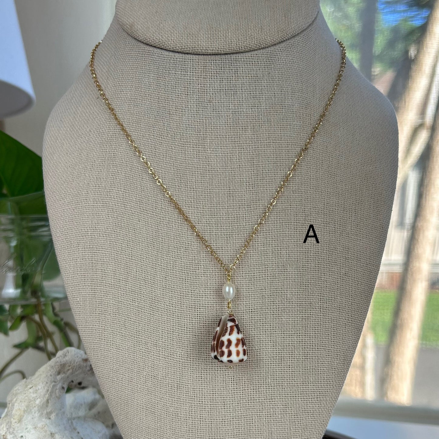 Petite Pearl Drop Hebrew Shell Necklace