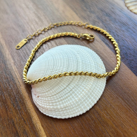 Nautical Rope 18k Gold Plated Anklet Braided