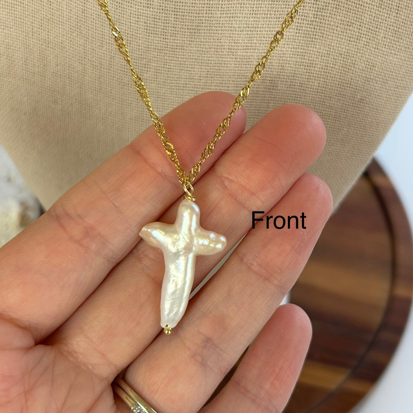 Baroque Pearl Cross Pendant Necklace