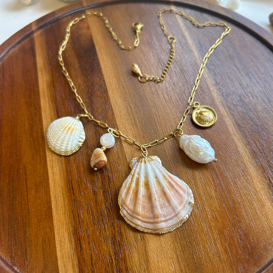 Pumpkin Sea Spice Seashell Charm Necklace