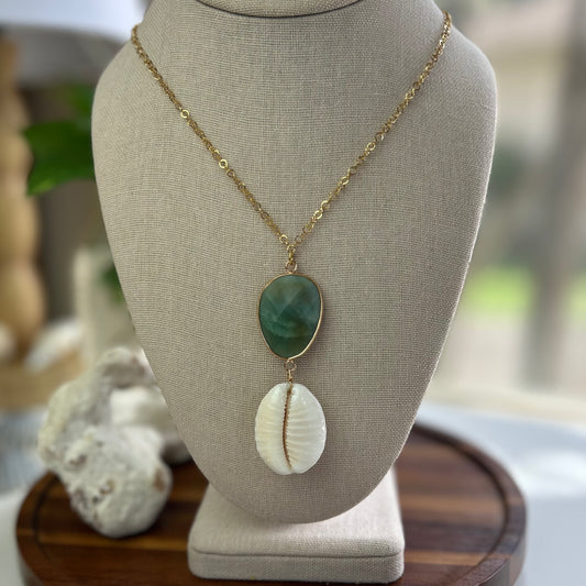 Granulated Cowrie Shell Statement Pendant Necklace