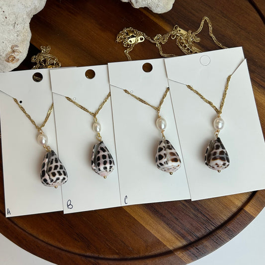 Petite Pearl Drop Hebrew Shell Necklace