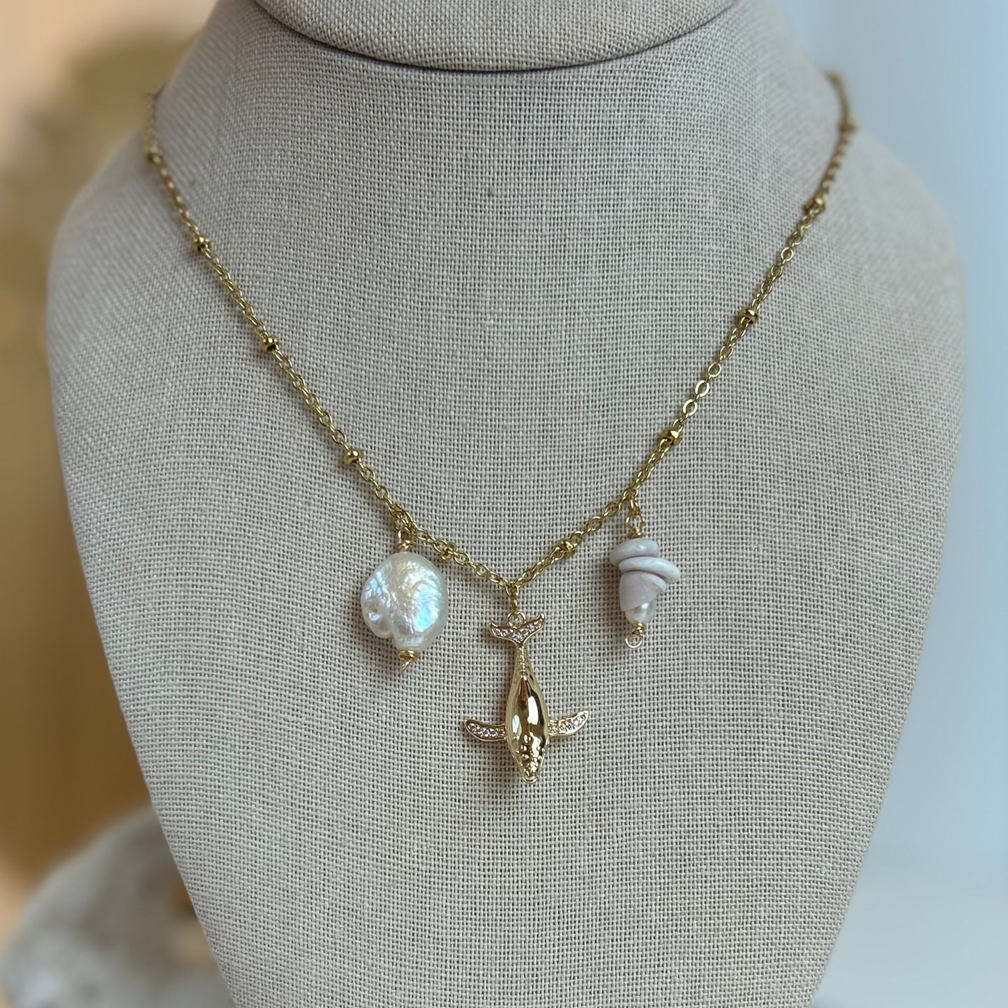 Whale Whimsy Pearl & Pukas Necklace