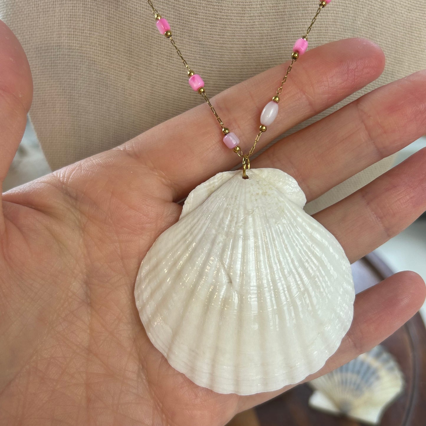 Cotton Candy Seashell Necklace