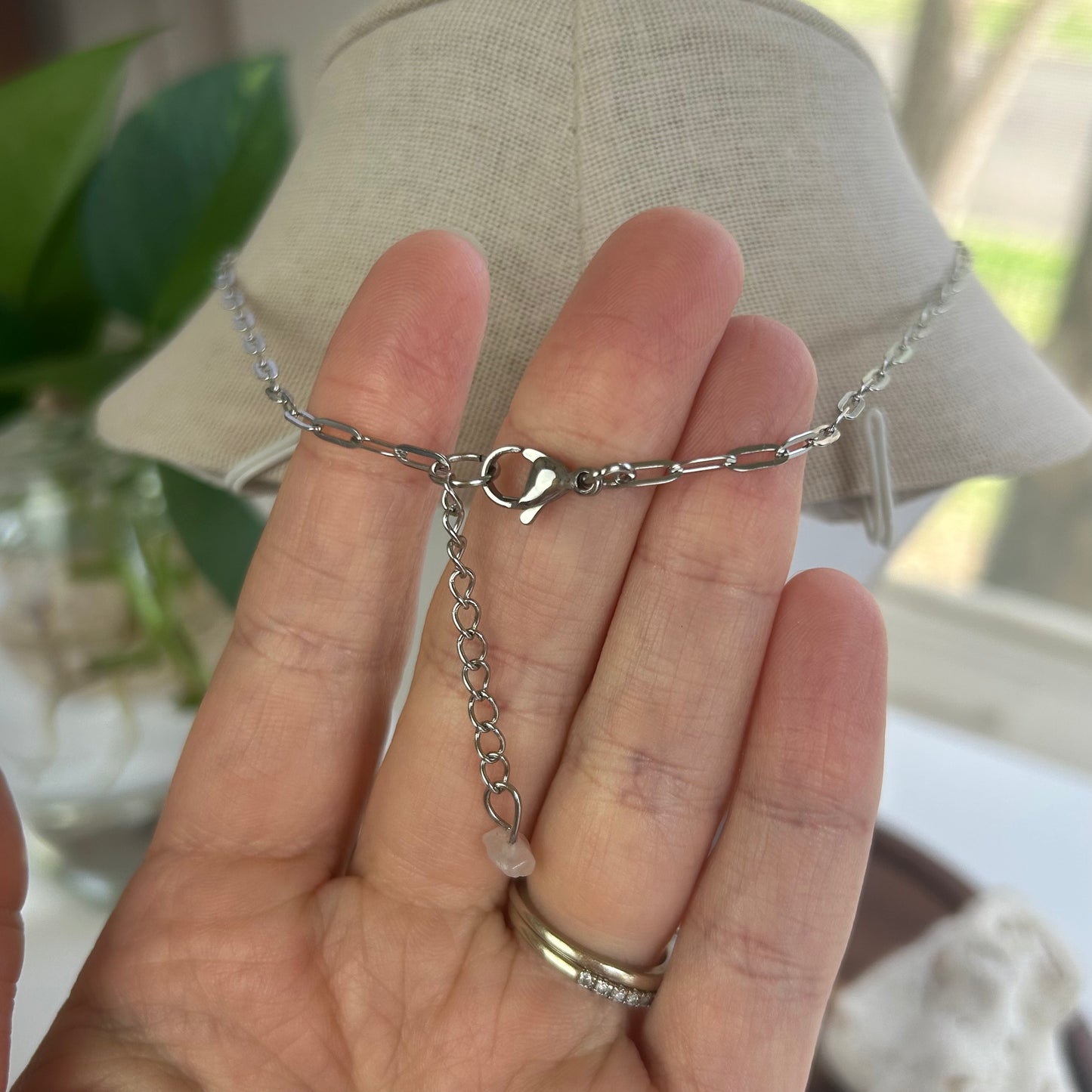 Rose Quartz Shell Charm Necklace