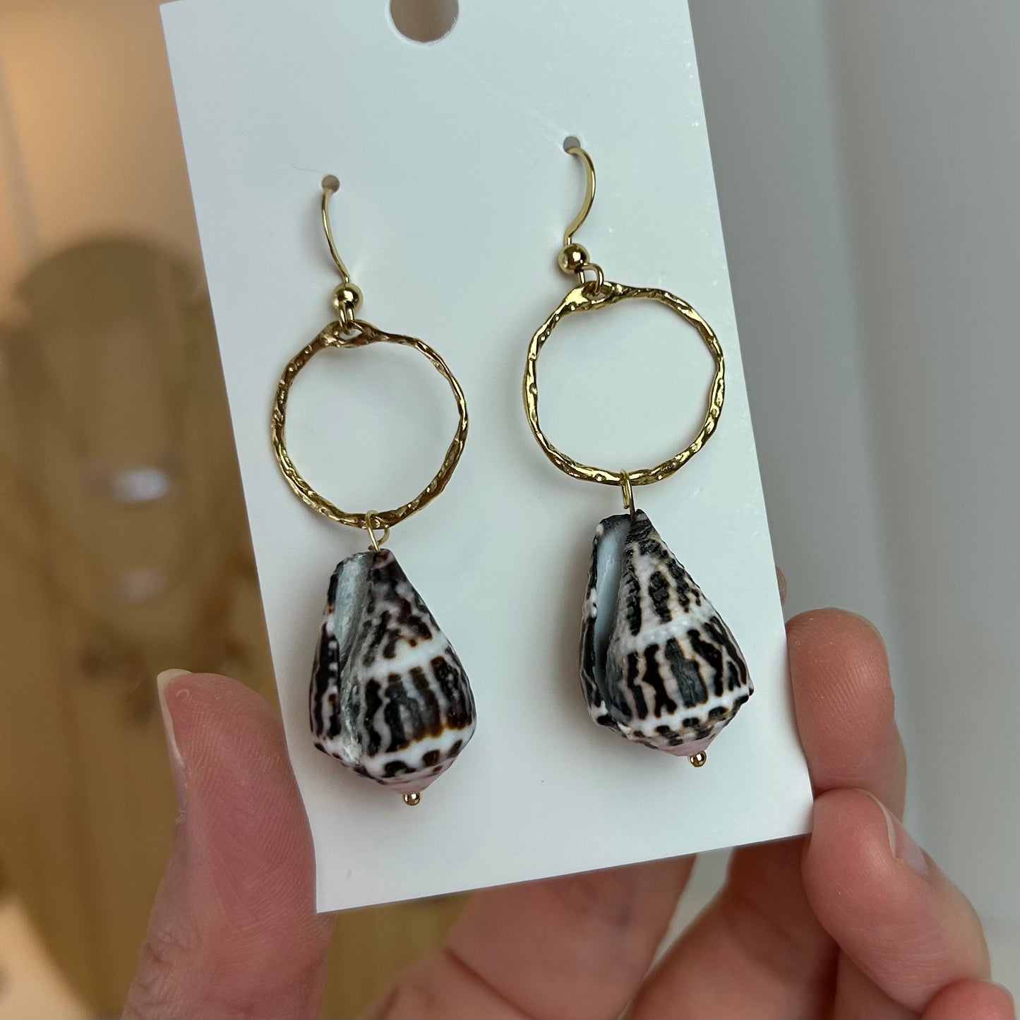 Cone Shell Open Bezel Earrings
