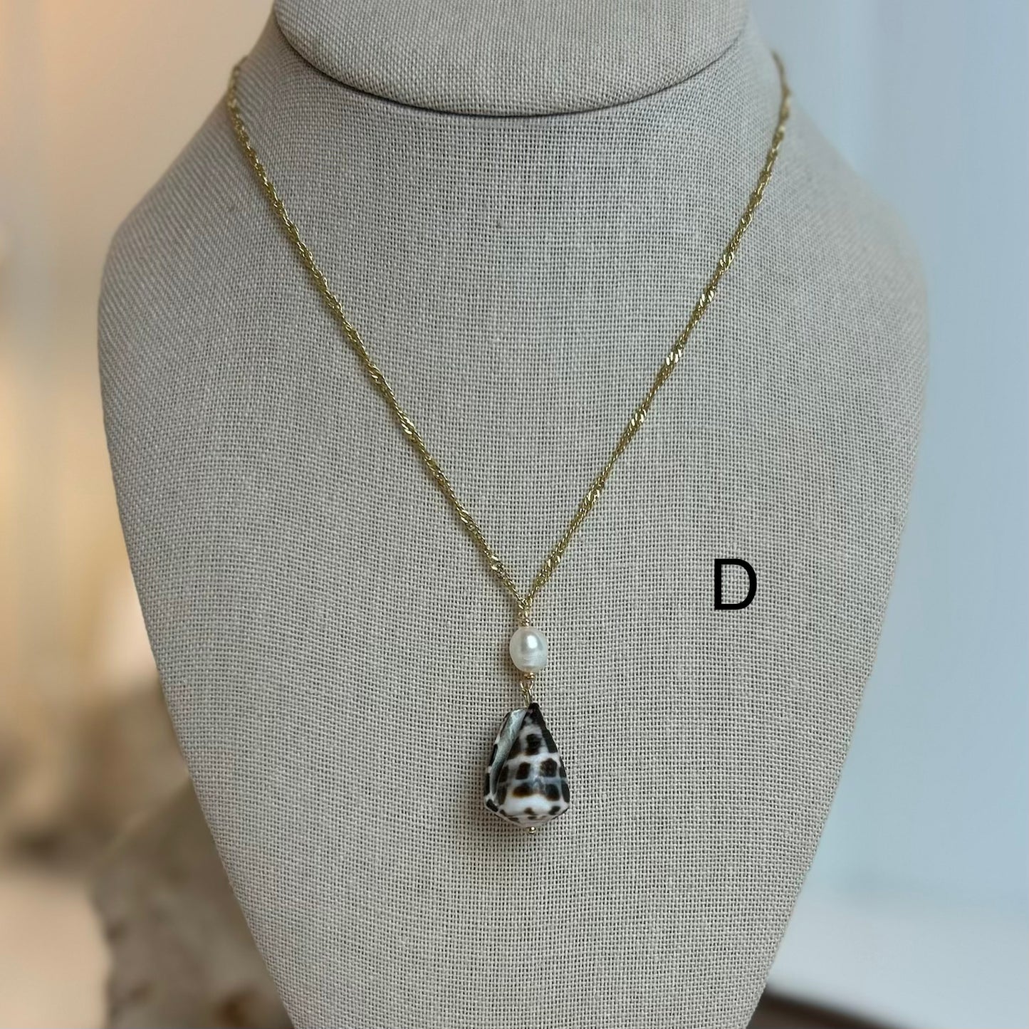 Petite Pearl Drop Hebrew Shell Necklace