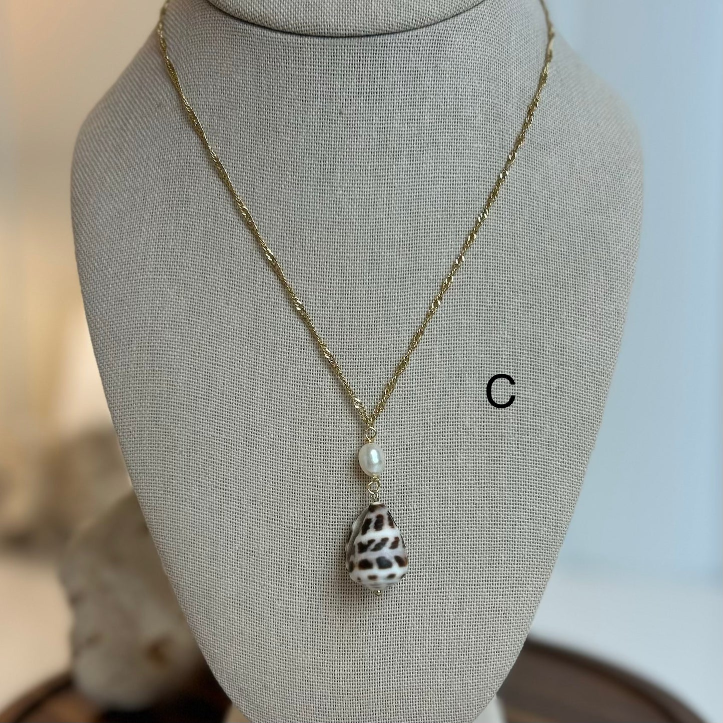 Petite Pearl Drop Hebrew Shell Necklace